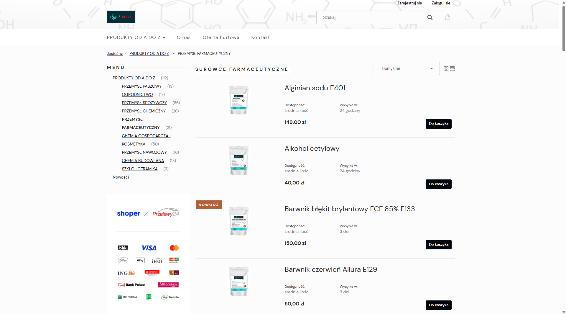 Surowce farmaceutyczne do produkcji maści i żeli - najczęściej stosowane substancje pomocnicze